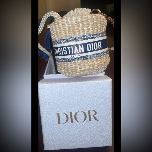 Dior Beauty Mini Straw Drawstring Pouch/ Crossbody/Bag Charm GWP with box - Picture 2 of 6